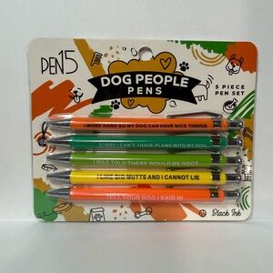 Dog People 5 Piece Pen Set Funny Dog Lover Pens Black Ink NEW